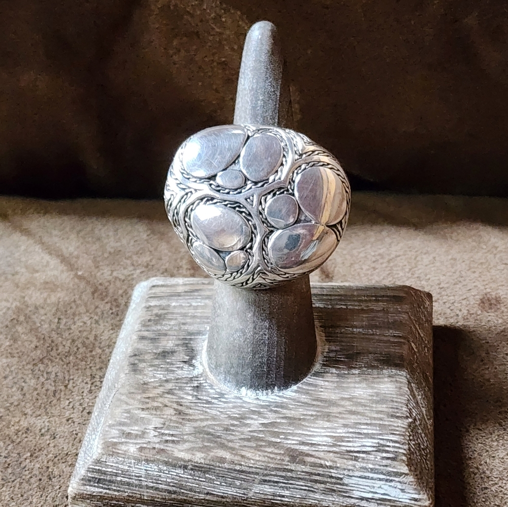 John Hardy Sterling Silver Kali Tamen Zen Cushion Ring